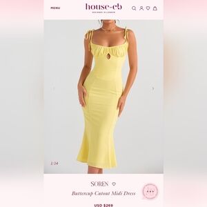 House of CB Sunny Yellow Midi Dress with Tie Straps